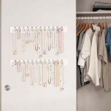 3 件套 8 孔壁挂式首饰收纳架，带项链、手链和耳环挂钩 - 防缠绕展示架，首饰塔 - 透明色 - 查看 1