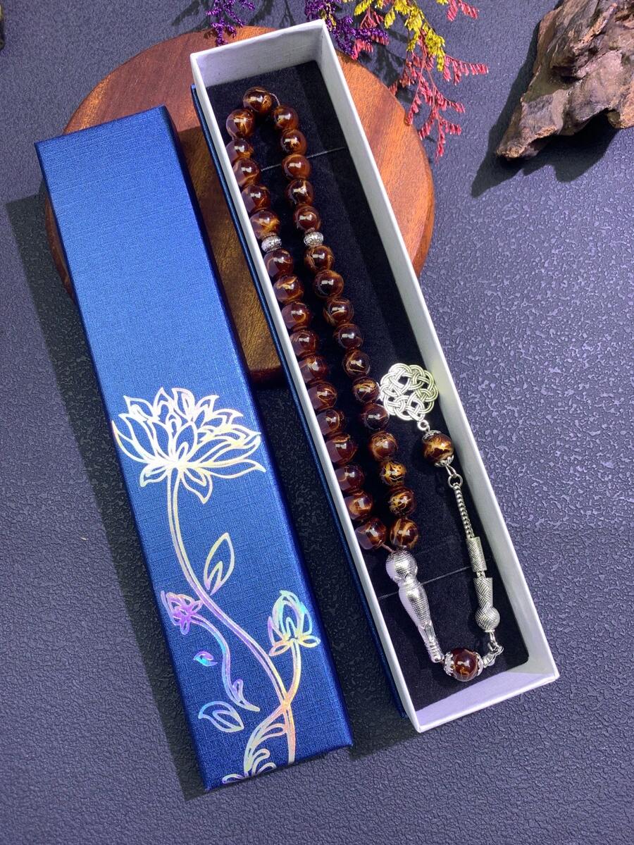 1pc 33pcs 10mm Muslim Prayer Beads Tasbih Bracelet, High Quality Gift Box Packaging, Ideal Gift For Halloween, Christmas - Multicolor - View 1