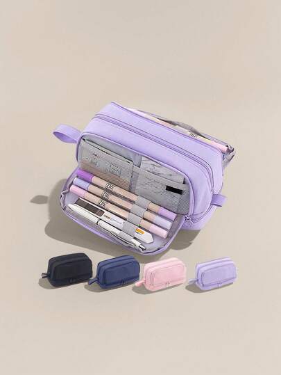 1pc High Capacity Multi-Layer Pencil Case, Large Storage Box, Multi-Layer Pen Bag, Desktop Organizer Bag, Suitable For Middle School Students, Office, College Students, Adults, Back To School Supplies (Multiple Colors Available)