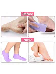 1双硅胶保湿袜 - 高弹芦荟舒缓防滑凝胶鞋跟袜，夜间居家足部护理，软化保湿，无需穿鞋，质地柔软，女士保湿防裂鞋底袜，适用于干燥脚后跟 - 足部护理 - 彩色 - 查看 4