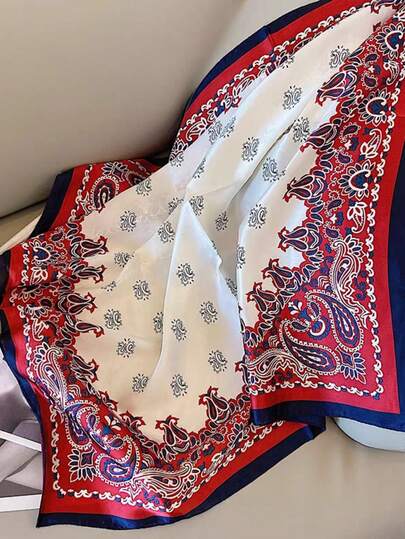 1pc Paisley Pattern Printed 70cm Square Scarf, Versatile Bandana, Head Wrap, Neck Scarf For Men