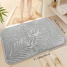 1pc/3pcs Set Light Gray Leaf Pattern Sponge High Resilience Absorbent Non-Slip Bathroom Floor Mat, Bathroom Decor Mat - Light Gray Leaves - View 14