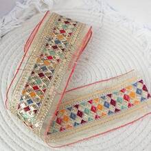 1码/91.44厘米/36英寸 - 8.5厘米宽刺绣网纱蕾丝 - DIY工艺品和优雅服装配饰，5种颜色刺绣饰边，中国汉服，装饰 - 紅色 - 查看 7