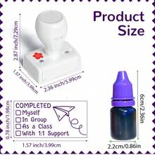1 con dấu chấm điểm lớp học được nâng cấp + 1 ruột dấu thay thế, con dấu chấm điểm hình hoa nhỏ màu đỏ, con dấu đánh giá lớp học, con dấu đánh dấu bài tập về nhà của giáo viên, con dấu giáo viên đầu năm học, đồ dùng học tập, đồ dùng nhà trường (Kích thước con dấu: 0.78in*1.57in) - 1 chai FS10 màu trắng + 1 gói dung dịch thay thế (10ml) - Xem 14