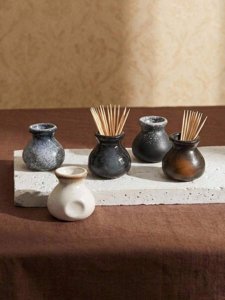 Cirelle 1 pieza Recipiente cerámico para palillos, dispensador de palillos para decoración del hogar en la sala de estar, mesa de café, comedor - Multicolor - Ver 1
