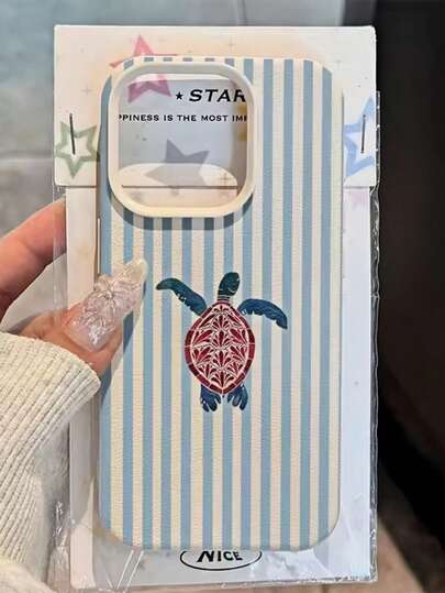 1pc Fashion Turtle Stripe Pattern Matte Textured TPU Shockproof Phone Case, Suitable For IPhone 11 12 13 14 15 16 17 Pro Max, A55/54/53/52/51, S25/24/23/22/21 Series