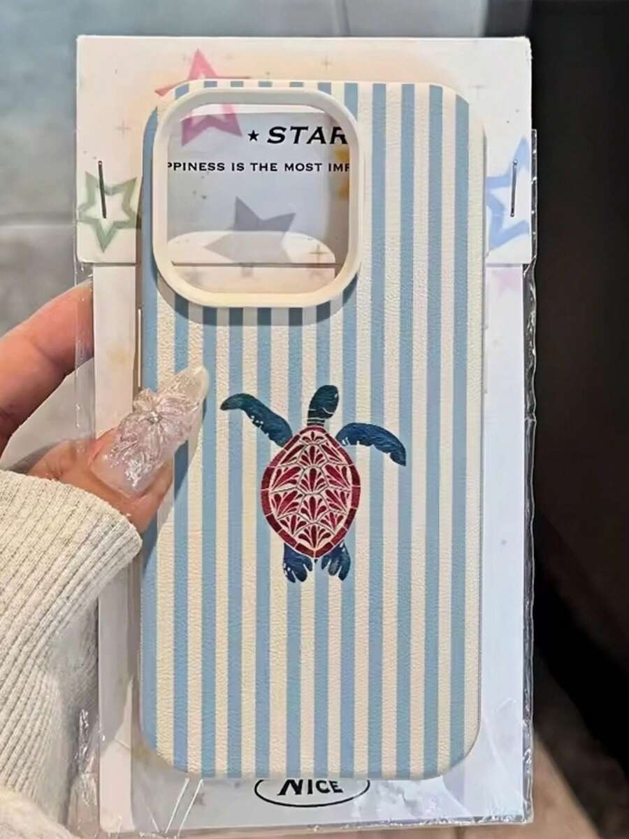 1pc Fashion Turtle Stripe Pattern Matte Textured TPU Shockproof Phone Case, Suitable For IPhone 11 12 13 14 15 16 17 Pro Max, A55/54/53/52/51, S25/24/23/22/21 Series - Multicolor - View 1