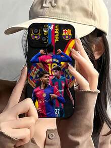 Gráfico de Amine Yamal y el jugador del Barcelona. Esta elegante funda es compatible con Samsung, Apple, VIVO, OPPO, , Transsion, ,  y Honor. Fabricada en silicona TPU, ofrece protección contra golpes y caídas, además de una sensación superior. Es un regalo ideal para familiares, amigos y seres queridos, y una opción perfecta para San Valentín y Año Nuevo. - Negro - Ver 3