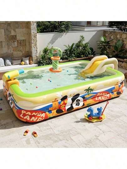Panda Inflatable Swimming Pool - High-Quality Portable Pool, Durable PVC Foldable Design, Family/Friends Gathering Water Park, Large Inflatable Backyard Pool, Suitable For Indoor And Outdoor Use, Must-Have For Backyard Fun
