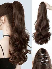 18 Inch Women Ponytail Wig, Long Hair, Clip-On Fixation, High Ponytail, Big Wavy Curls, Natural Long Curly Hair, Fake Ponytail - Multicolor - View 2