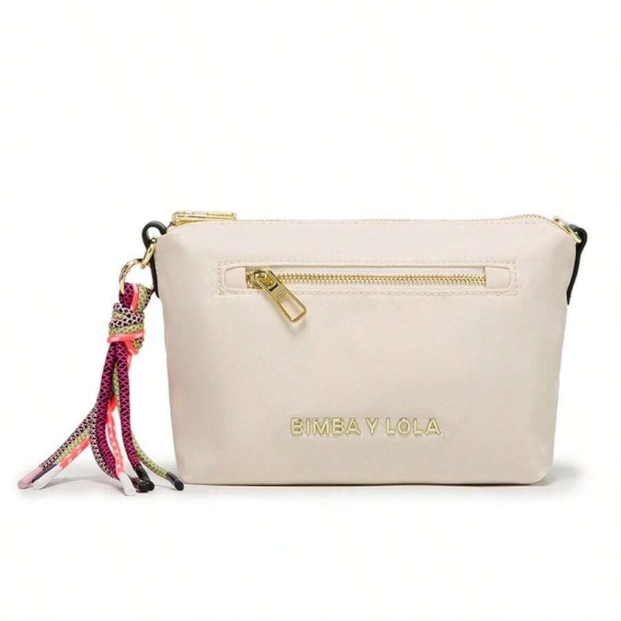 Bolso de hombro LOLA, bolso bandolera BIMBA, clutch de mujer, bolso cuadrado pequeño ligero y sencillo, bolso de mujer, cartera - Beis - Ver 1