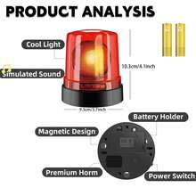 Electric Warning Light,Children's Cosplay Ambulance Firefighter And Equipment Toy Car With Flashing Lights, Sound Effects, Magnetic Attachment - Multicolor - View 3