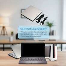 Ổ đĩa DVD gắn ngoài USB 2.0 di động | Cắm là chạy, ổ ghi mỏng nhẹ phù hợp cho máy tính xách tay và máy tính để bàn | Hỗ trợ phát CD/DVD và sao chép dữ liệu | Màu bạc, kèm cáp nguồn - Nhiều màu - Xem 4