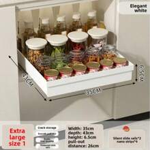 Sliding Cabinet Storage Rack - Expandable, Nano Adhesive Fixation, Space-Saving, Adjustable, Durable, Easy To Install, Suitable For Kitchen And Living Room Food Storage Shelves (With Sliding Rails) - Multicolor - View 15