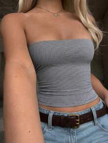 Sunny Girly Summer Women's Y2K Sexy Striped Tube Top, Suitable For Casual, Home, Street And Commute Wear - Navy Blue - View 5