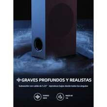 MEREDO Barra de Sonido 2 en 1 de 180W con subwoofer Desmontable Barras de Sonido de 2.1 Canales para TV Juegos de PC HD-ARC/BT 5.4/óptica/AUX/USB Conexión 5 Modos EQ 12L Graves Profundos - como en la foto - Ver 4