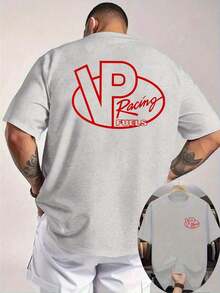 Men's VP Racing Fuels Graphic T-Shirt - Summer Short Sleeve Casual Round Neck Breathable Knit Fabric With Front & Back Logo Print - Motorsport-Themed Apparel For Outdoor Activities & Racing Events - Machine Washable Comfort Fit Men's Top, Motorsport Clothing, Durable Construction, Lightweight Material, Printed Shirt - 黑色 - 查看 9