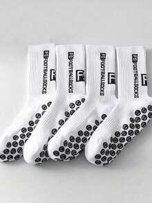 2 Pairs/4 Pairs Unisex Sports Socks, Football Socks, Basketball Socks, Black & White - Black and White - View 6