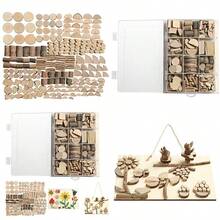 Wood Craft Kits DIY For Ages 5-10 Wooden Art Paint Bulk Crafts Garden Playset Loose Parts Play Materials 250 Pcs/19.5X13X3.5cm - Woodnatural - View 1