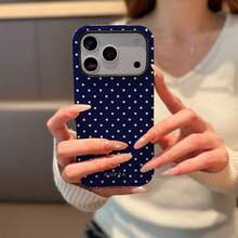 GIIPPA Ốp điện thoại màu trắng trơn chấm bi trên nền xanh navy, tương thích với iPhone 17, 17 Air, 16, 15, 14, 13, 12, 11, Pro Max, Plus, X, XS - Xanh đậm - Xem 5