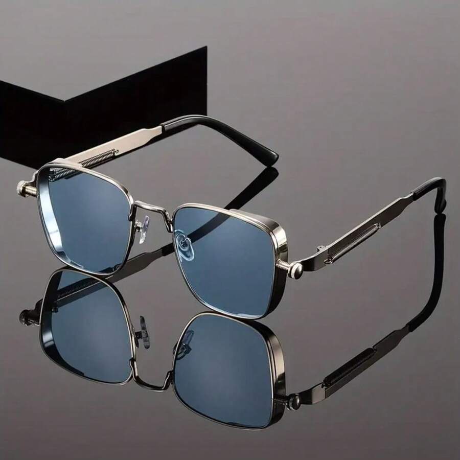 Elegant Business Lightweight Multi-Functional Protective Metal Square Fashion Glasses For Office & Commute - Multicolor - View 1