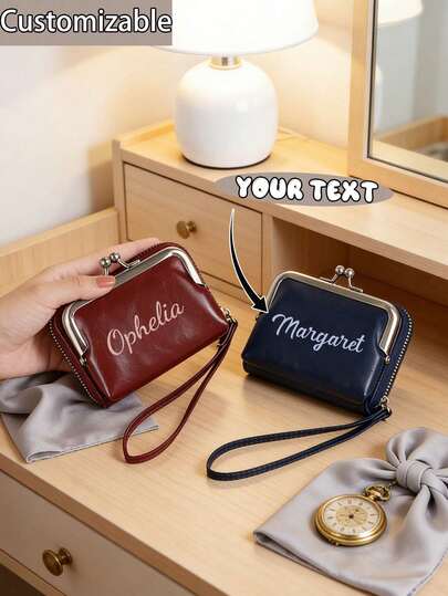 Monedero personalizado, monedero con broche personalizado para mujer, bolso de embrague con cremallera, bolso de estilo vintage. Un regalo perfecto para familiares/amigos/madre/mejor amiga. También adecuado para uso diario/viajes/salidas/compras.
