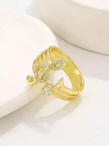 Rhinestone Music Note Decor Cuff Ring GK4O - Bạc - Xem 6