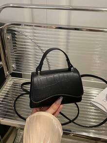 Women's Korean Style Minimalist Chic Shoulder Crossbody Bag, Mini Square Bag, Elegant Casual Lipstick Bag, New Fashion - Black - View 9