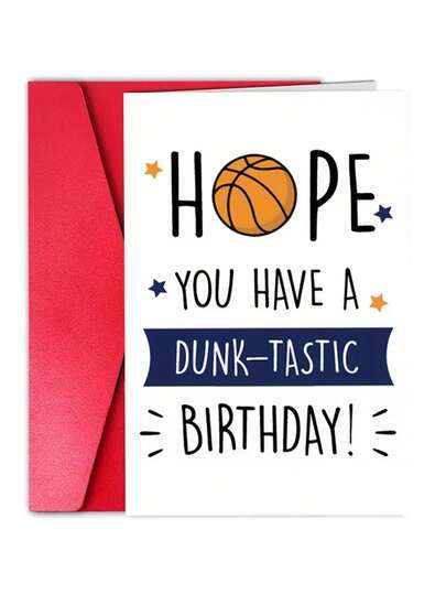1张，生日快乐！适合送给热爱篮球的朋友！有趣的生日贺卡，适合送给朋友、丈夫、父亲。