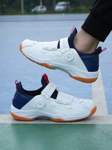 Men's Badminton Shoes, Dial Lace-Up, Carbon Plate Support, Ultra-Light Breathable Non-Slip , Professional Badminton Match & Training Shoes, Tennis Shoes - Blue and White - View 2