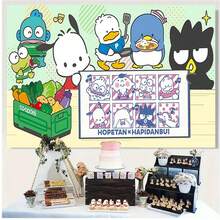 1 Stück Sanrio Cartoon Stil Hintergrundtuch | Süß und personalisiert für Geburtstagsfeiern, Feierlichkeiten, vielseitig einsetzbar und faltbar, leicht zu transportieren, Polyesterfaser, gemischte Farben - Verschiedenfarbig - Übersicht 3