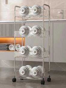 1个多层（2/3/4层）透明多功能滚动推车/置物架，承重力强，带旋转轮，可锁定，方便灵活，亚克力材质，落地式移动零食收纳推车，适用于厨房、浴室、客厅和卧室，是存放化妆品、书籍和家居用品的理想之选。 - 彩色 - 查看 2