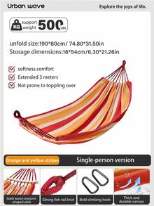 URBANWAVE Hamac portable double, hamac d'extérieur, hamac de camping, hamac simple, hamac de randonnée, hamac ultra-résistant, hamac en corde, hamac de patio, hamac de voyage, hamac en canevas - D - Voir 15