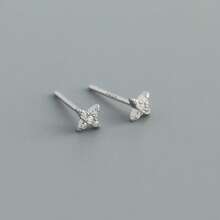 1对S925纯银波西米亚风四叶草锆石耳环，时尚优雅，日常佩戴，女士珠宝礼物，附赠礼盒 - 單人 - 查看 12