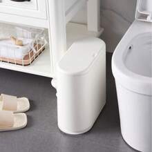 30 X 15 X 28cm Flip-Top Slim Trash Can, ABS+PP Material, Bathroom Toilet, Bedroom Bedside, Living Room Corner, Kitchen Sorting Garbage Bin, Elegant White Trash Can - View 2