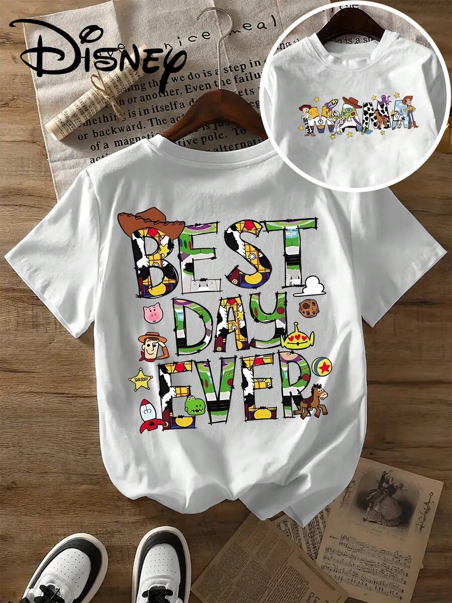 New Arrival Disney Officially Licensed Limited Edition Design Kids White Toy Story Graphic Print T-Shirt, 100% Polyester Ultra Comfortable Super Soft Stylish Relaxed Fit, Unisex For Boys Girls 1-14 Years Old, Highly Attractive High Turnover Rate Versatile For Daily Wear First Choice For Commute Summer Casual Top | Express Delivery - White - View 1