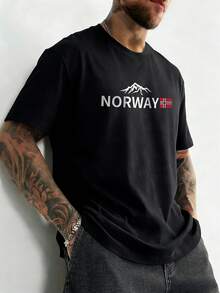 Camiseta de manga corta holgada con estampado de moda para hombres GRDR | Diseño exquisito | Esencial de verano | Fácil de combinar, mostrando tu estilo - Negro - Ver 2