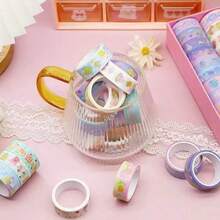 Cute Animal & Floral Paper Washi Tape Set, Suitable For DIY Crafts, Scrapbooking, Gift Wrapping And Journaling - Disposable Decorative Masking Tape, For Ages 14+ Stickers Scrapbooking Supplies Fun Stickers Room Decor Cute Stickers Baby Shower Decor Notebook Stickers Washi Tape Girls Toys Girls Games - Multicolor - View 6