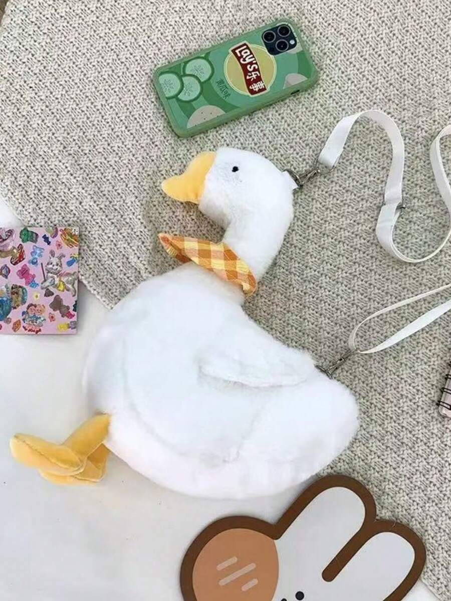1 Cute And Playful Cartoon White Goose Crossbody Bag - Goose - View 1