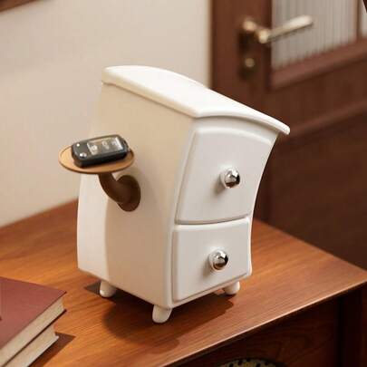 创意多功能桌面收纳柜，可爱收纳盒，紧凑型整理架，塑料桌面收纳架，适用于家庭、办公室、梳妆台 - 节省空间的装饰收纳盒，理想的圣诞礼物 - 可爱的桌面收纳架，带2个抽屉和稳固支腿，非常适合放在书桌或梳妆台上，用于桌面收纳、桌面整理和存放，桌面整理架，小型卡片展示架，桌面配件