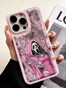 1pc Creative 2D Dollar Ghost Design Protective Phone Case, Compatible With Iphone XR, 11, 12, 13, 14, 15 Plus, 16 Pro Max, 17 Air Series, Protection And Stylish Appearance, Gift Item Phone Cover - Multicolor - View 1