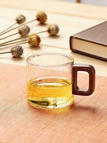 1个/6个装木柄玻璃杯，高硼硅玻璃茶杯，大容量饮用水咖啡杯，家用奶茶果汁单层杯，小容量现磨咖啡杯，胡桃木柄咖啡杯，家用早餐奶茶杯及饮料杯，节日礼物，母亲节礼物，父亲节礼物，派对杯 - 彩色 - 查看 9