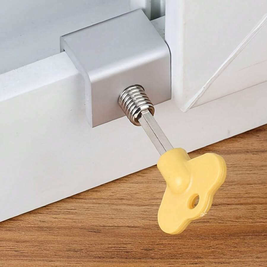 1pc/2pcs Adjustable Safety Window Lock, Aluminum Alloy Window Blocker With Key, Suitable For Horizontal Sliding Windows