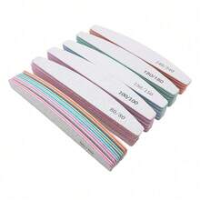 5件套专业半月形指甲锉，双面砂纸，80/100/150/180/240目，简约美甲沙龙专用 - 灰色 - 查看 2