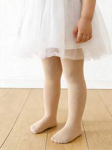 3 Pairs Baby Girls' Solid Color Velvet Leggings, Soft, Snag-Resistant, High Elasticity Tights - Khaki - View 7