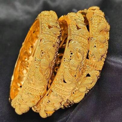 1pc Middle Eastern Style Open Bangle Bracelet, Fashion Jewelry For Women, Luxury Bridal Accessory