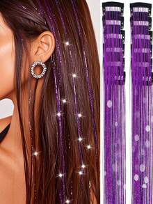 Extensiones de cabello sintético brillante, adecuadas para festivales de música y fiestas - Multicolor - Ver 5