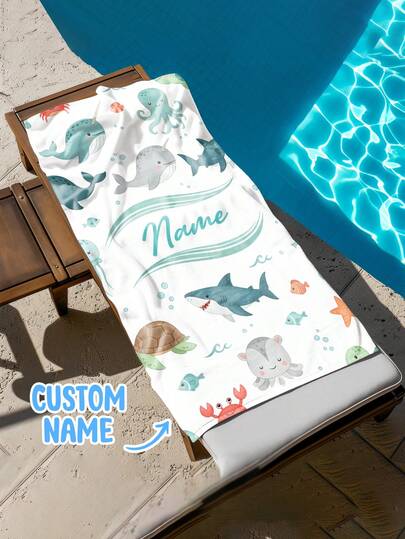 Personalized Children's Beach Towel, Perfect Summer Birthday Gift, Suitable For Various Summer Occasions. Customizable Beach Towel And Accessories, Applicable For Beach, Swimming Pool, Travel, Camping, Yoga And Other Scenarios.