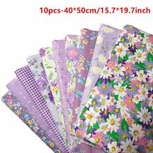 10pcs New Purple Series Polka Dot, Floral, Ditsy Floral, Striped Printed Fabric Squares, Suitable For DIY Patchwork Sewing Applique Crafts, Size 20*25cm/40*50cm, Applicable For DIY Sewing Decoration, Summer DIY Sewing Handicraft Fabric Set - 10pcs Solid Color - View 10