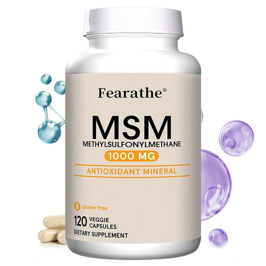 Fearathe Methylsulfonylmethane Capsules - 1000 Mg Methylsulfonylmethane (MSM) Per Serving - Supports Bone And Joint Health - 120 Capsules - 1 chai - Xem 1